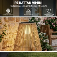 Outsunny Lampada Solare Impermeabile con Accensione Automatica, in Rattan e Acciaio, 35x35x55 cm, Giallo(m-6)
