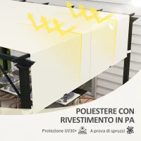 Outsunny Copertura per Gazebo Pergola 3x3 m in Poliestere con Tasche e Cinghie, 488x122 cm, Bianco Crema(m-5)