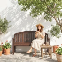 Outsunny 2 Seater Wooden Garden Bench with Armrest, Outdoor Furniture Chair for Park, Balcony, Carbonised Finish(m-8)