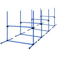 PawHut Conjunto de Treinamento de Agilidade para Cães 4 Peças Obstáculos de Salto com Altura Ajustável 99x65x94 cm  Azul(m-11)