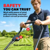 Outsunny Elektrische Grasmaaier 800 W met 40 cm Snijbreedte 45L Vangbak Accu-indicator Overbelastingsbeveiliging 7 Maaihoogtes(m-6)