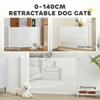 PawHut Traphek Deurhek Uitschuifbaar 0-140 cm met Eénhandige Bediening voor Baby's Huisdieren voor Trappen Deuren Wit(m-4)