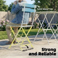 Outsunny Outdoor Bistro Set Folding Patio Furniture Set with 2 Chairs Table for 2 People White and Green(m-6)