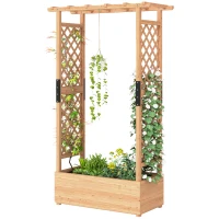 Outsunny Fir Wood 110 x 44 cm Planter and Trellis Garden Bed(m-11)
