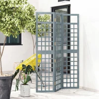 Outsunny 3-Panel Garden Privacy Screen, Freestanding Foldable Wooden Outdoor Divider/Trellis, Decorative Privacy Screen, Grey(m-9)