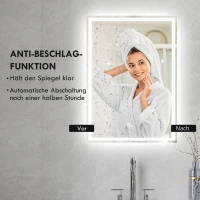 HOMCOM Badspiegel Badezimmerspiegel Wandspiegel LED´s. Berührungsschalter, Weiß(m-6)