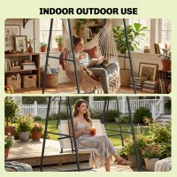 Outsunny Hammock Chair Stand Only 150KG Load Capacity for Indoor Outdoor, Black(m-6)