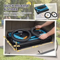 PawHut Dog Bike Trailer with Flip-Down Ramp Tailgate, Quick Release Frame, Universal Bicycle Coupler, Reflectors, Blue(m-7)