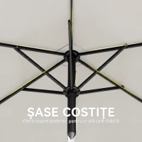 Outsunny Umbrelă de Grădină Inclinabilă 2x2 m cu 6 Spițe și Manivelă, din Metal și Poliester Gri Deschis(m-6)