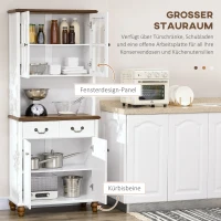 HOMCOM Kast voor in de keuken, buffet, 2 laden, 2 kastvakken, klassiek ontwerp, wit + donkerbruin, 76 x 38 x 182 cm(m-4)