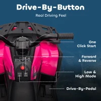 AIYAPLAY 12V Kids Electric Ride on ATV, Battery-Powered Quad Bike w/ Spring Suspension, Forward Backward, Storage Basket, Pink(m-8)