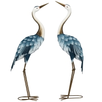 Outsunny Crane Garden Ornaments, 2 PCS Steel Garden Statue Set Gifts, Water and Rust Resistant Sculptures for Patio Pond Landscape Decoration, Multi-Colour