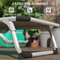 Outsunny Șezlong de plajă, Pliabil cu suport pentru cap, spătar reglabil, aluminiu și textilene, bej(m-5)