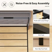 HOMCOM Floating Bed Frame, Upholstered 3ft Single Size Bed, Platform Bed with RGB LED Lights and Charging Station, Grey(m-8)