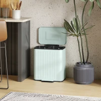 HOMCOM Coș de gunoi pentru bucătărie, 2 x 20 L compartimente, separare eficientă a deșeurilor, pedală, Plastic, Metal, Verde(m-5)