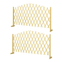 Outsunny Set de 2 panouri extensibile de gard pentru grădină exterioară din lemn pentru decor terasă 180x30x103 cm Natural(m-6)