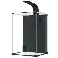 PawHut Aquarium Compleetset 36L Nano Aquarium met LED-verlichting, filtersysteem en pomp, 30 x 30 x 45,5 cm, zwart(m-10)