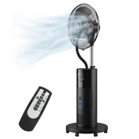 HOMCOM Ventilador de pie 4 en 1 con niebla de agua, purificador de aire, protección contra mosquitos, temporizador de 9 horas, 3 modos, mando a distancia, Negro(m-5)