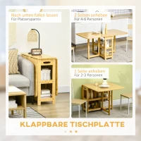 HOMCOM eettafel klaptafel met opbergvakken eetkamertafel keukentafel naturel hout(m-5)