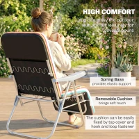 Outsunny Set of 2 Foldable Patio Sun Lounger with Adjustable Backrest and Cushion, Multicoloured(m-5)