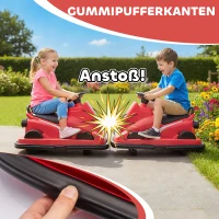 AIYAPLAY Autoscooter für Kinder, um 360 Grad drehbar, Lenkrad, LED-Lichter, Musikfunktion, 3-8 Jahre, Rot(m-6)