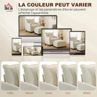 HOMCOM Fauteuil salon avec repose-pied, canapé 1 place en chenille, assise large, rembourrage double couche, 85x128x86cm, crème(m-8)