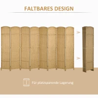 HOMCOM 8-delige ruimteverdeler, opvouwbaar privacy scherm, scheidingspaneel voor woonkamer, slaapkamer, thuiskantoor, natuurlijk(m-5)