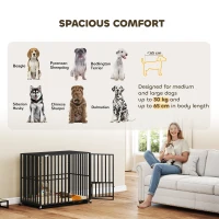 PawHut Heavy Duty Dog Crate, Dog Cage with Wheels for Medium Large Breeds, Metal Pet Kennel with Removable Tray(m-5)