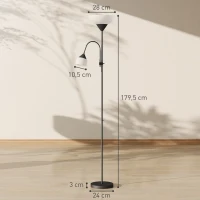 HOMCOM Uplighter, moeder-en-kind staande lamp, hoge lamp met 3 kleurtemperaturen en flexibele zwanenhals, zwart(m-3)