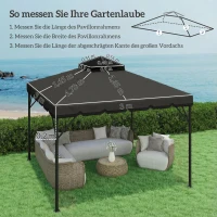 Outsunny Ersatzdach für Pavillon 3x3m Wasserabweisend Pavillondach mit Doppeldach Wasserablauflöchern Hellgrau(m-3)