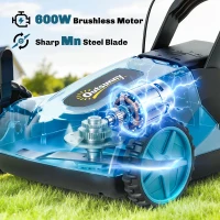 Outsunny 18V Cordless Lawnmower with 2 x 4Ah Batteries & Charger, Battery Lawn Mower with 21cm Cutting Width, 3 Cutting Heights(m-9)