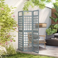 Outsunny 3-Panel Garden Privacy Screen, Freestanding Foldable Wooden Outdoor Divider/Trellis, Decorative Privacy Screen, Grey(m-8)