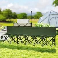 Outsunny 6 Seater Folding Camping Chair with Cup Holder & Carry Bag - Green(m-2)