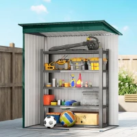 Outsunny 5 x 3.5ft Metal Garden Storage Shed with Effortless Assembly and 2 Pairs of Gloves, Waterproof Outdoor Shed, Green(m-9)