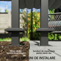 Outsunny Pergolă montată 3x3 m cu acoperiș retractabil glisant, guri de drenaj, pergolă de grădină din poliester și oțel, pentru terasă, curte, exterior, UV30+, Gri Închis(m-6)