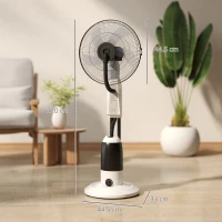 HOMCOM Pedestal Fan with Water Mist Spray 3 Speeds 2.8L Water Tank, White(m-3)