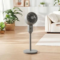 HOMCOM Air Circulator Fan Pedestal Cooling Fan with 3 Speed and Carry Handle, 9 Inch, Grey(m-9)