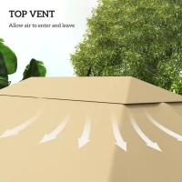 Outsunny 3 x 4m Gazebo Canopy Replacement Cover, Gazebo Roof Replacement (TOP COVER ONLY), Khaki(m-5)