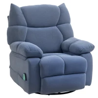 HOMCOM Massagestoel handbedienbare met Warmte- & Ligfunctie Draaibaar, tot 150 kg, Blauw(m-6)
