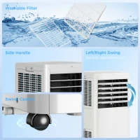 HOMCOM Draagbare Airconditioner 7000 BTU, 4-in-1 Airconditioner met Koeling, Ontvochtiger, Ventilator, Slaapmodus(m-9)