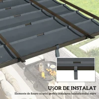 Outsunny Copertină pentru Pergolă cu 10 Orificii de Drenaj, Tavan de Rezervă în Poliester Respirabil, Doar Acoperire, 288x298 cm, UV30+, pentru Pergola Grădină 3x3m, Gri Închis(m-5)