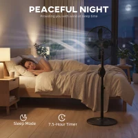 HOMCOM 41 cm Metal Pedestal Fan with Oscillating, Adjustable Height Black(m-8)