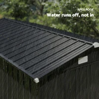 Outsunny 12 x 8 ft Garden Shed, Outdoor Storage Shed with 4 Vents and Lockable Double Doors, Dark Grey(m-5)