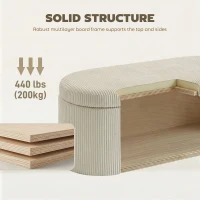 HOMCOM Opbergottoman, Corduroy Bekleding met Gewatteerde Zitting, Bank aan het Voeteneinde, 105 x 51 x 49 cm, Beige(m-6)