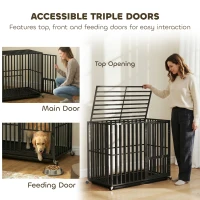 PawHut Heavy Duty Dog Crate, Dog Cage with Wheels for Medium Large Breeds, Metal Pet Kennel with Removable Tray(m-6)