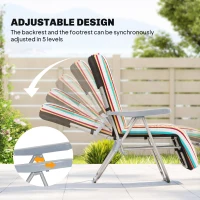 Outsunny Set of 2 Foldable Patio Sun Lounger with Adjustable Backrest and Cushion, Multicoloured(m-4)