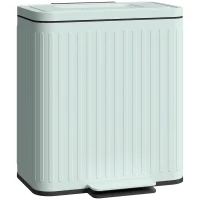 HOMCOM Coș de gunoi pentru bucătărie, 2 x 20 L compartimente, separare eficientă a deșeurilor, pedală, Plastic, Metal, Verde(m-1)