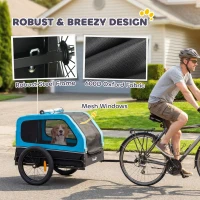 PawHut Dog Bike Trailer with Flip-Down Ramp Tailgate, Quick Release Frame, Universal Bicycle Coupler, Reflectors, Blue(m-9)