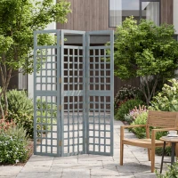 Outsunny 3-Panel Garden Privacy Screen, Freestanding Foldable Wooden Outdoor Divider/Trellis, Decorative Privacy Screen, Grey(m-7)