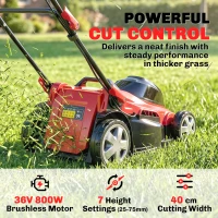 Outsunny Elektrische Grasmaaier 800 W met 40 cm Snijbreedte 45L Vangbak Accu-indicator Overbelastingsbeveiliging 7 Maaihoogtes(m-4)